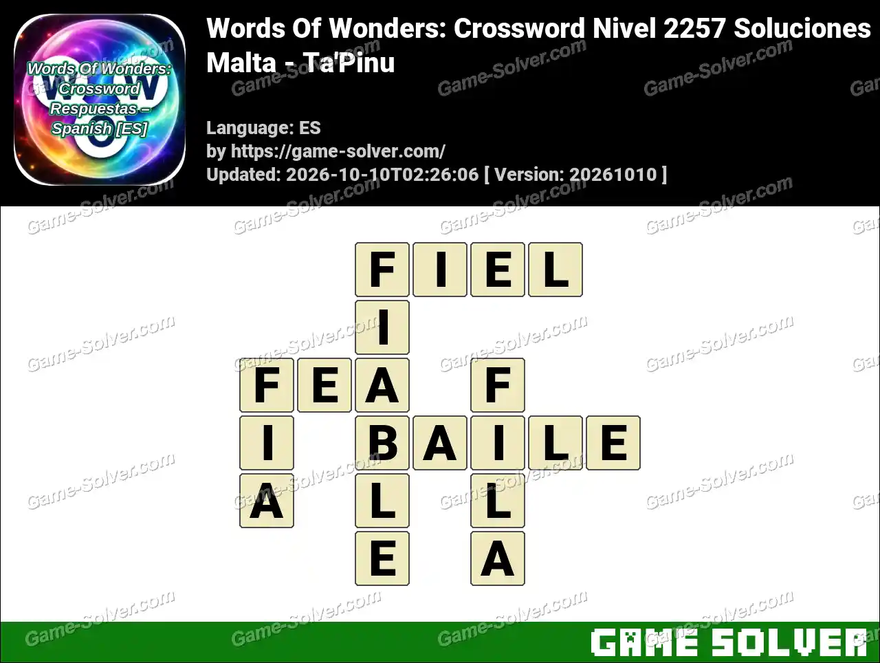 Words Of Wonders: Crossword Nivel 2257 Soluciones – Malta – Ta’Pinu